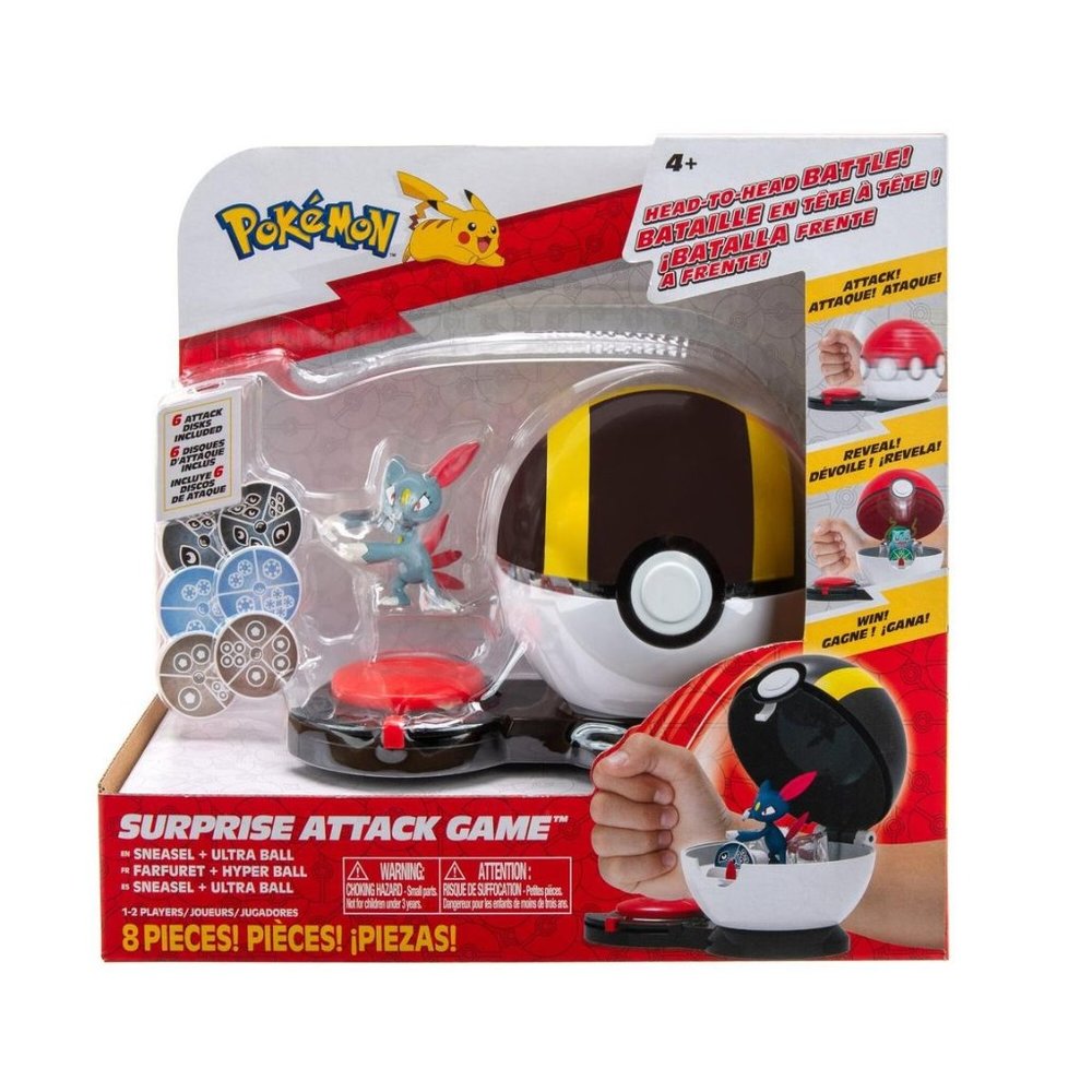 Jazwares Pokemon Surprise Attack Game (Sneasel) with Ultra Ball - Single Pack